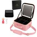 DILUXVI LED Makeup Vanity Case with Mirror – Travel Cosmetic Organizer, Rechargeable LED Lights, Adjustable Dividers, Premium Gift Box